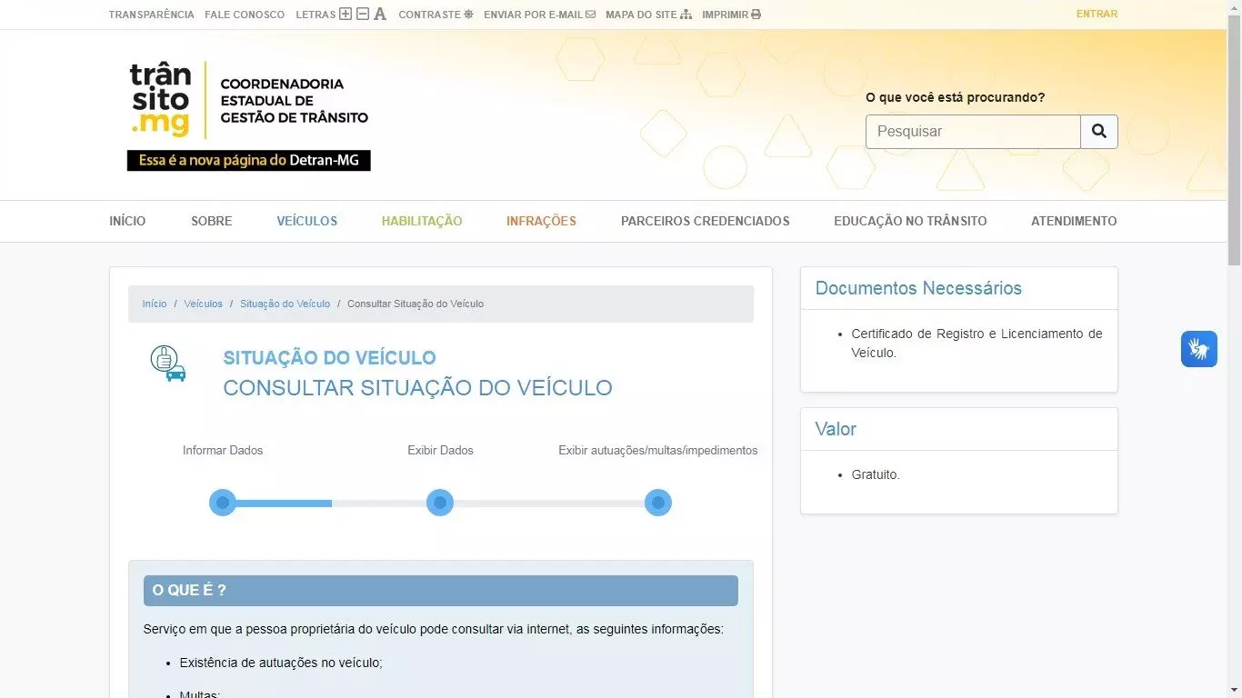 Como consultar multa detran MG passo 3